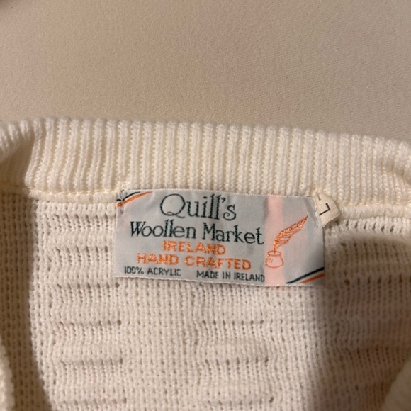 VINTAGE 90s Irish Killarney Open Quill's Woollen Market Ireland Acrylic Sz L - Picture 4 of 4